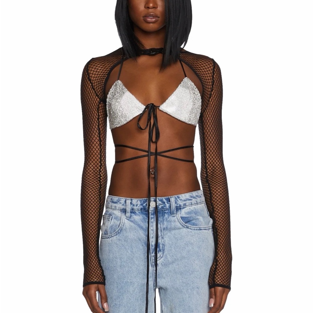 POSTER GIRL  Black fishnet shrug